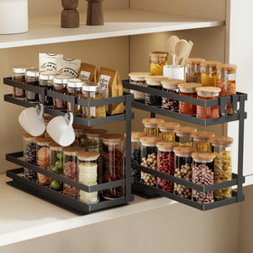 Magheo pull-out spice rack 2-tier design for quick jar access