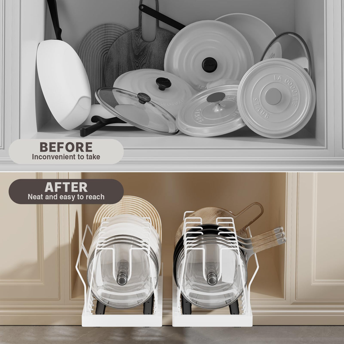 Magheo smooth, silent pull-out rail enables easy access to cookware