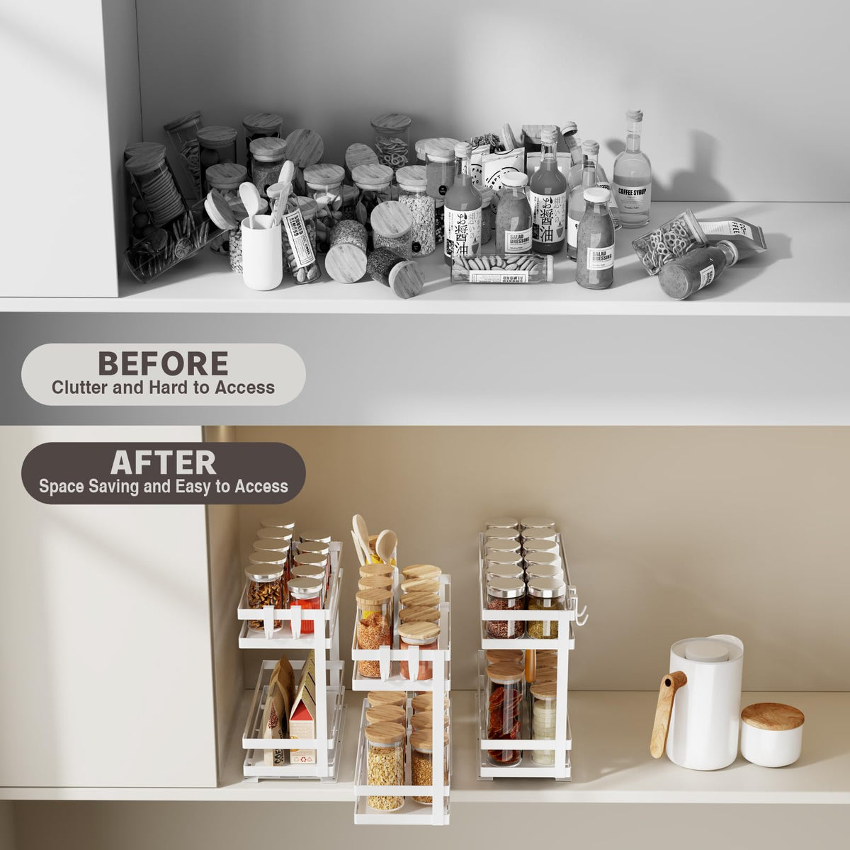 Magheo spice rack adhesive installation demo shows drill-free mounting benefits