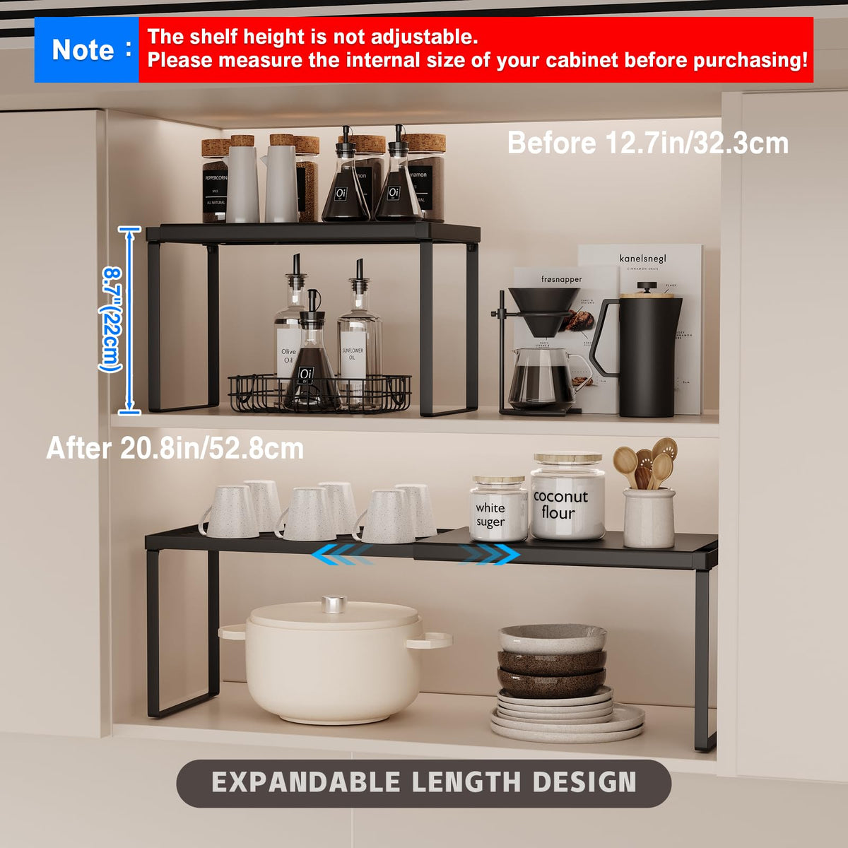 Magheo stackable kitchen rack shows secure screw-free multi-tier design.