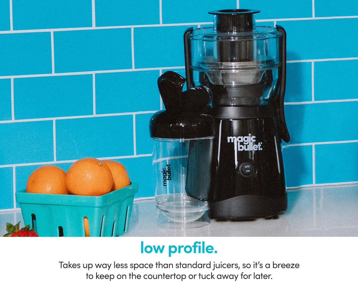 Magic Bullet Mini Juicer 2-inch feed chute speeds prep with larger produce