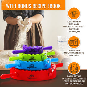 Magic Dumpling Maker Kit empanada press crafts crisp turnovers with even filling.
