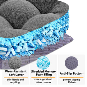 Close-up of shredded memory foam in Magic Elephant cushions showing responsive support.