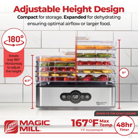 Magic Mill Dehydrator temperature control for tailored drying of foods