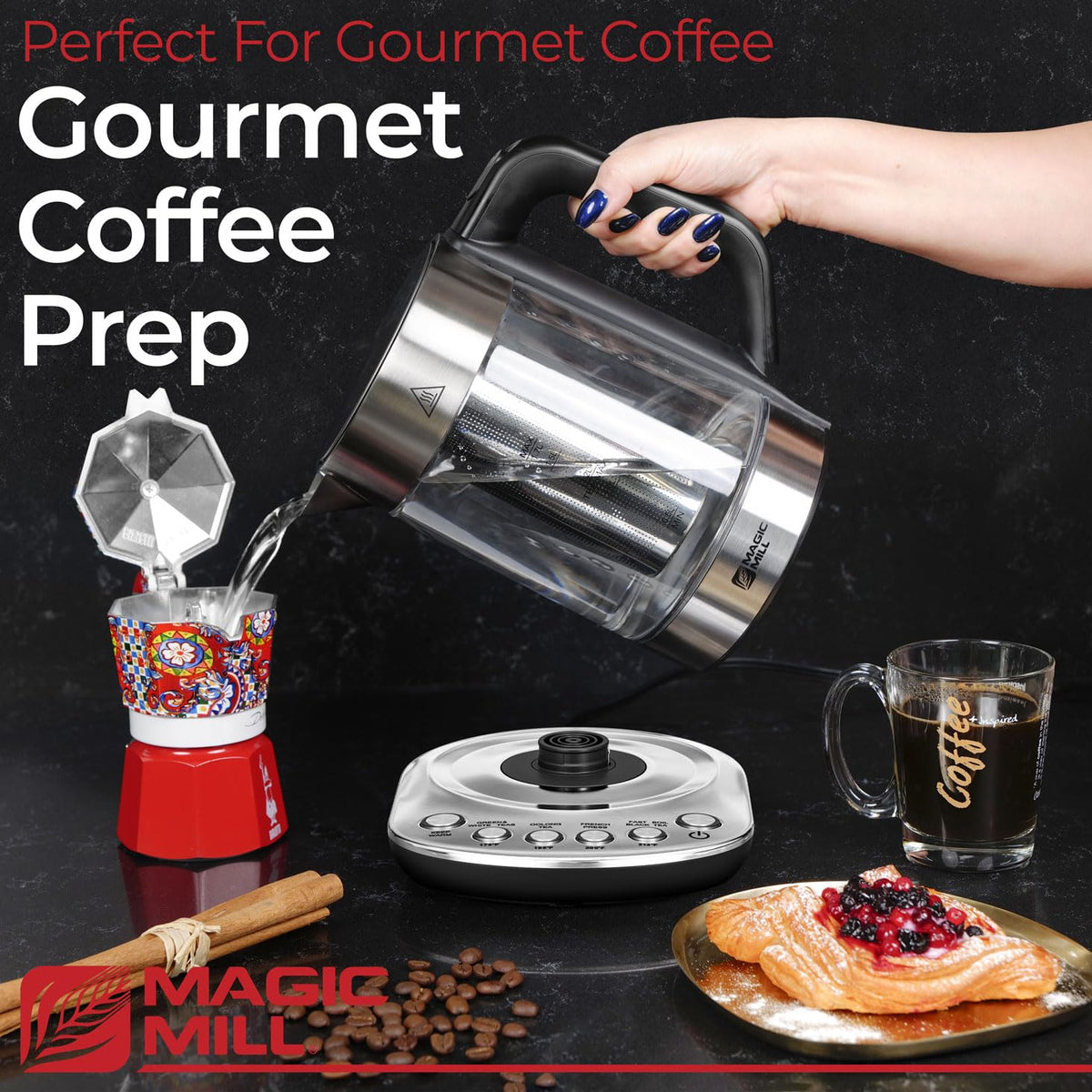 Magic Mill Pro front view featuring sleek, modern kitchen styling