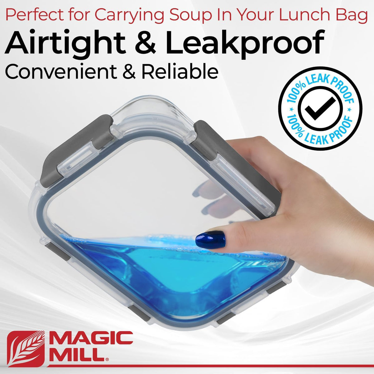Magic Mill square 17-5oz 5-2in container compact fridge storage.
