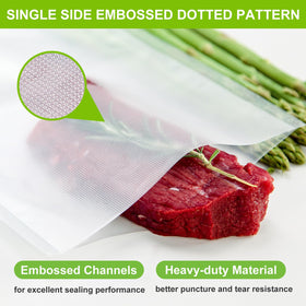 MAGIC SEAL heavy-duty bags with a clear smooth side for easy content viewing.