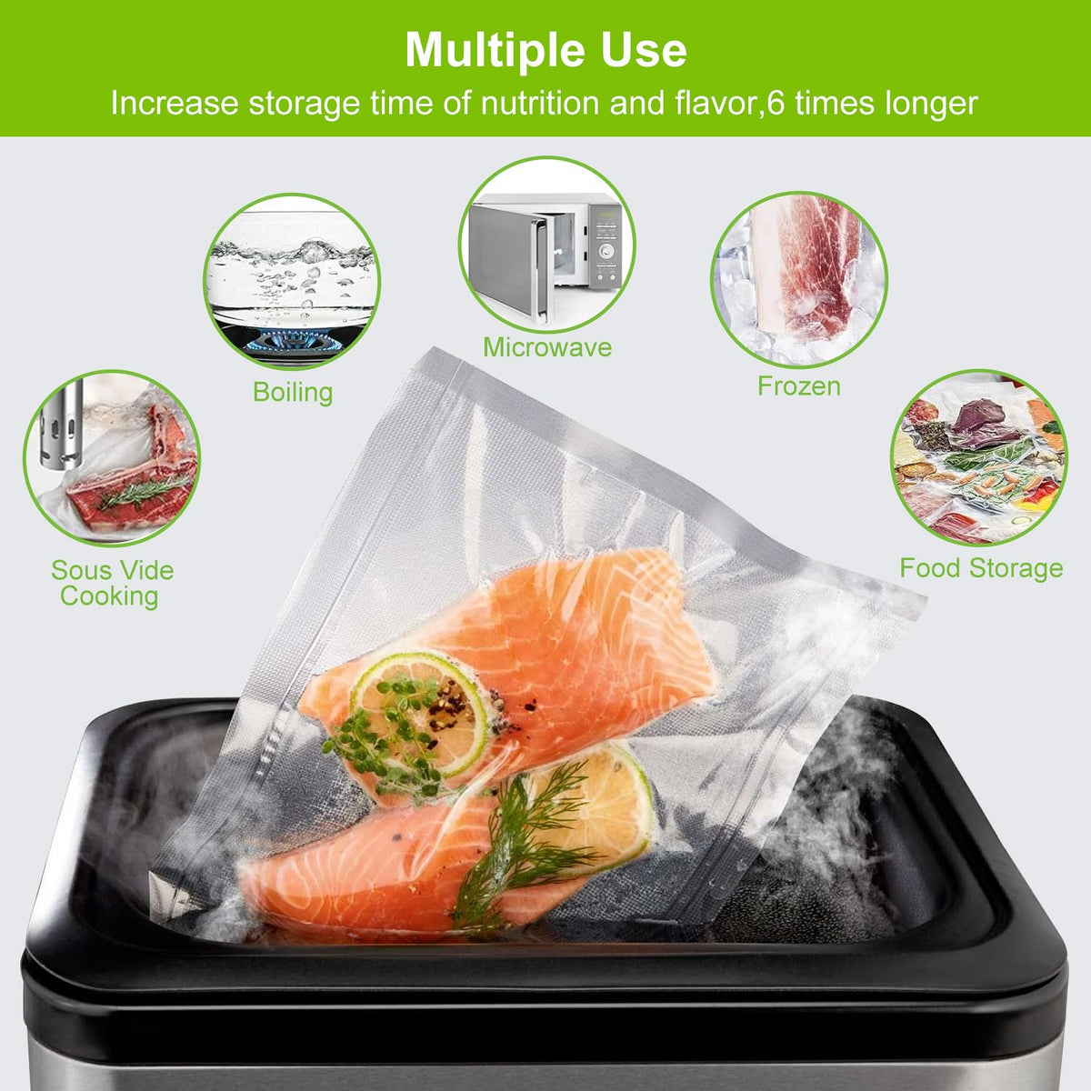 MAGIC SEAL BPA-free food-safe material ensures safe long-term storage.