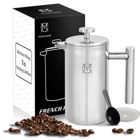 MAGICAFÉ French Press 1-Cup compact stainless steel for fresh coffee at home or office
