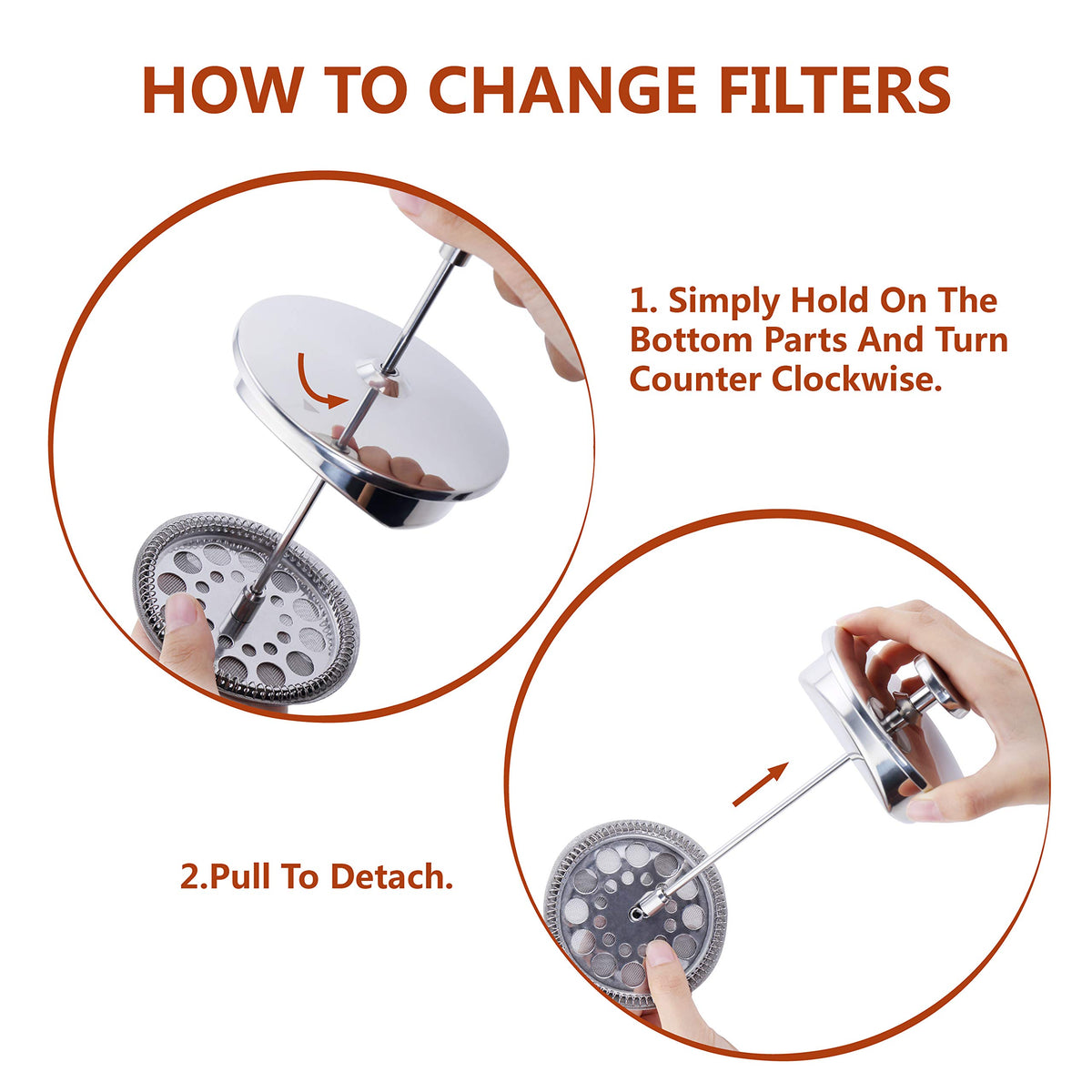 MAGICAFÉ French Press inner mesh filter traps fine grounds for a clean cup