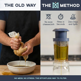MAGICAL BUTTER filter press plunger demonstrates even pressure for smooth strain.