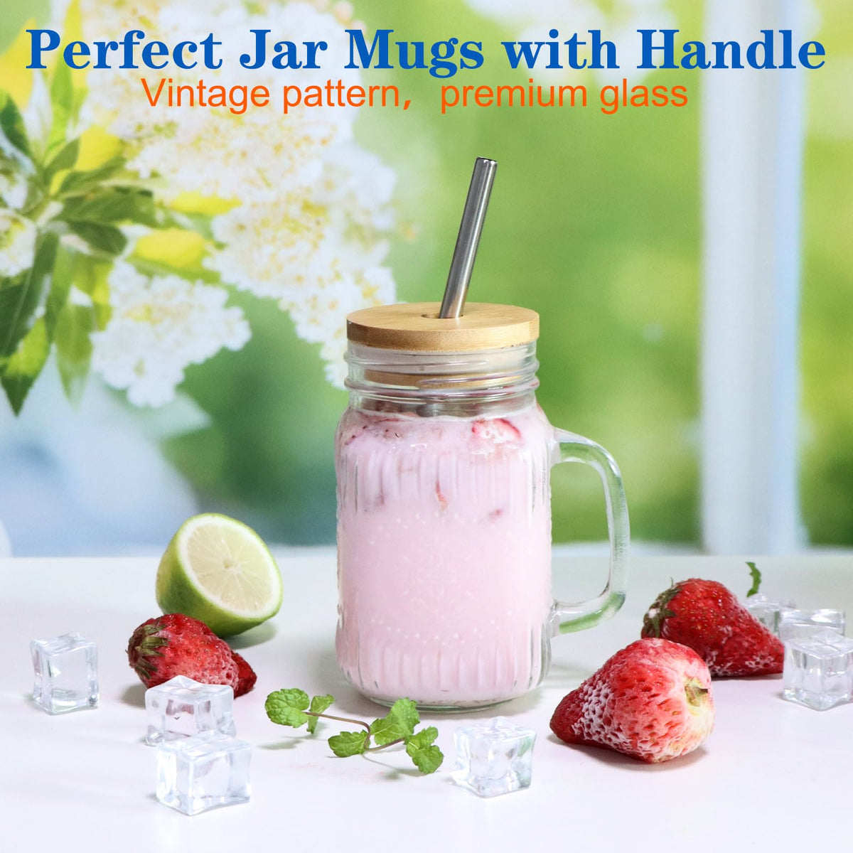 Magicsky mason jar cups with metal cap leak-proof travel companion.