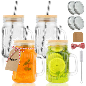 Magicsky mason jar cups with handles for easy grip during iced drinks.