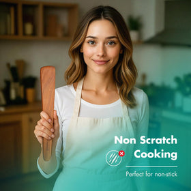MAGNAWARE acacia wood spatula egg flip for delicate cooking.