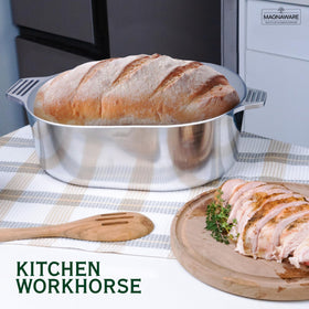 MAGNAWARE polished aluminum finish on oval Dutch oven 8qt