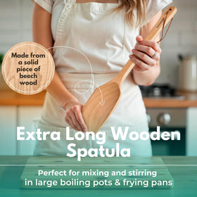 Magnaware solid beechwood stirring paddle for durable, splinter-free mixing.