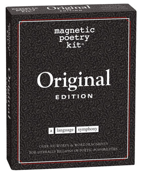 Magnetic Poetry Original Edition box filled with tiles for creative writing inspiration.