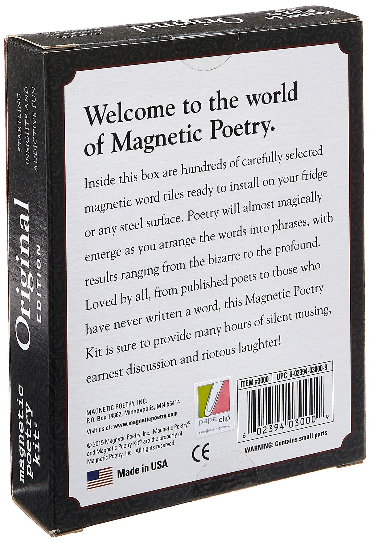 Magnetic Poetry Original Edition tiles displayed on a fridge for quick messages and poems.