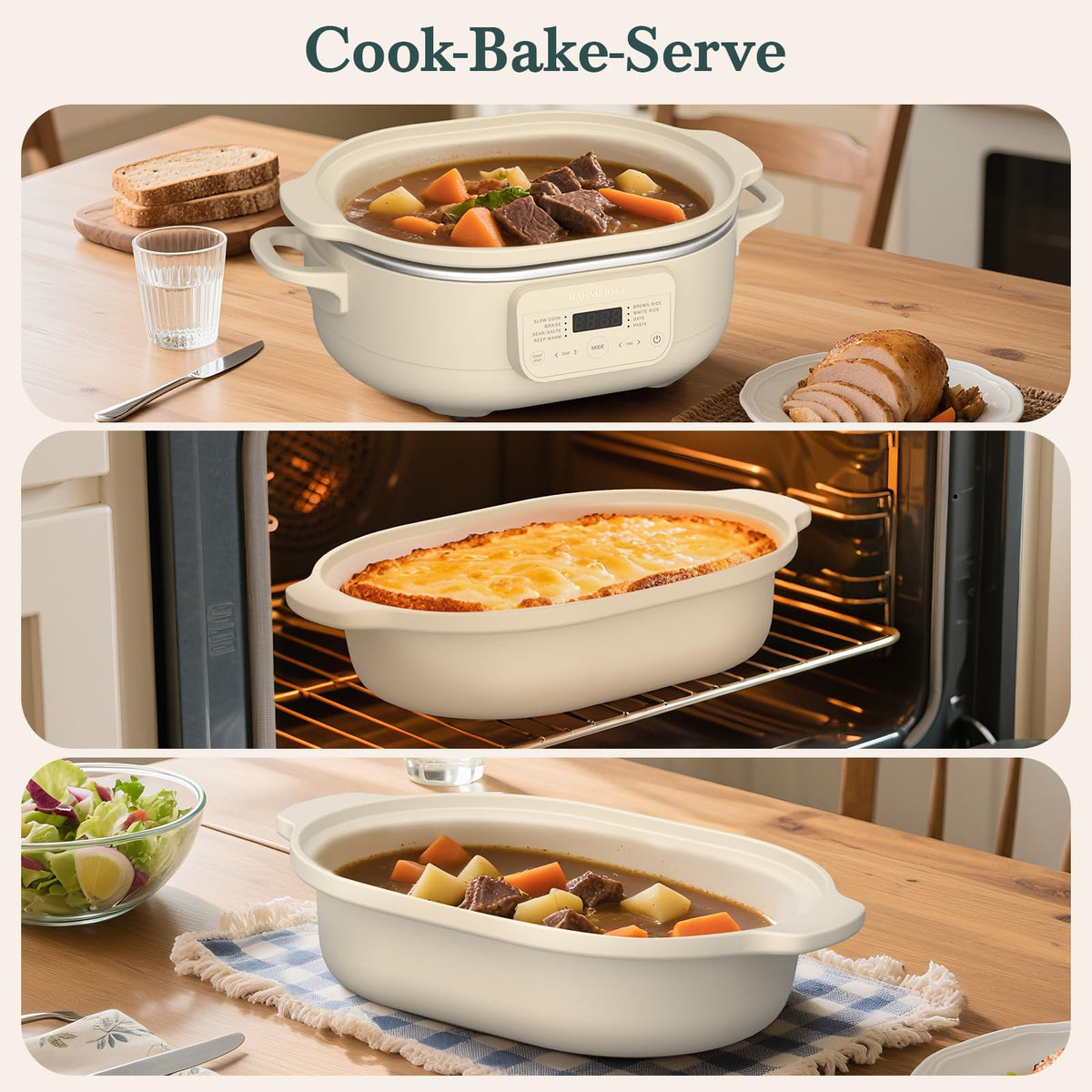 Magnifique Delight ceramic nonstick coating simplifies browning and cleanup.