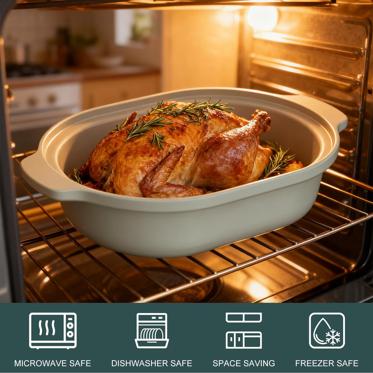 MAGNIFIQUE EXPERIENCE DELIGHT olive dishwasher-safe lid and stoneware for cleanup