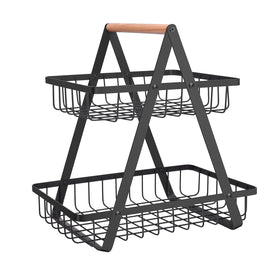 mahueeol 2-tier fruit basket assembly for organized fruit display and easy access.