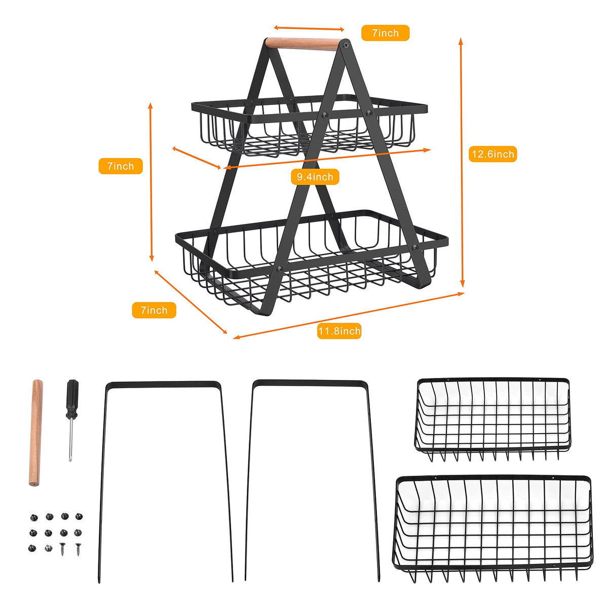 mahueeol basket-detachable-use enables two baskets or single use.
