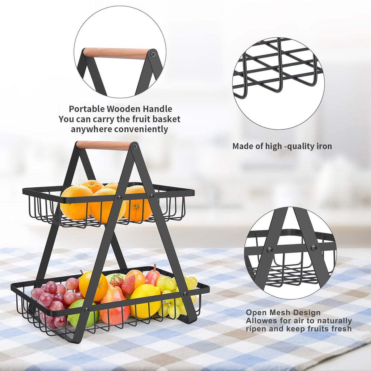 mahueeol fruit-vegetable-snacks storage keeps kitchen organized and ingredients accessible.