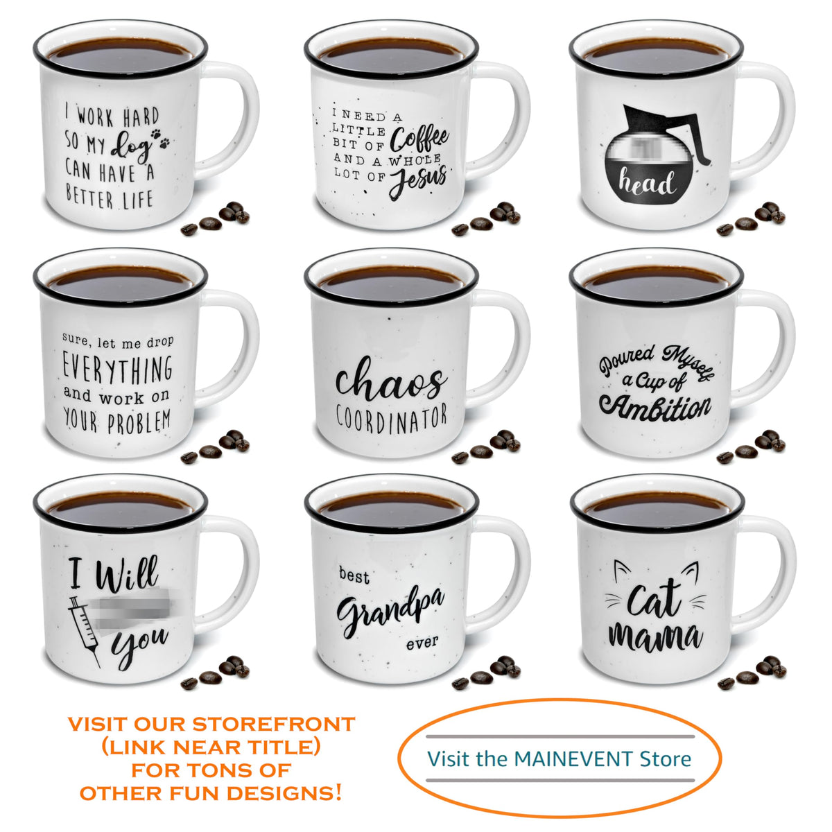 MAINEVENT Wifey Hubby mugs set on desk for quick coffee breaks.