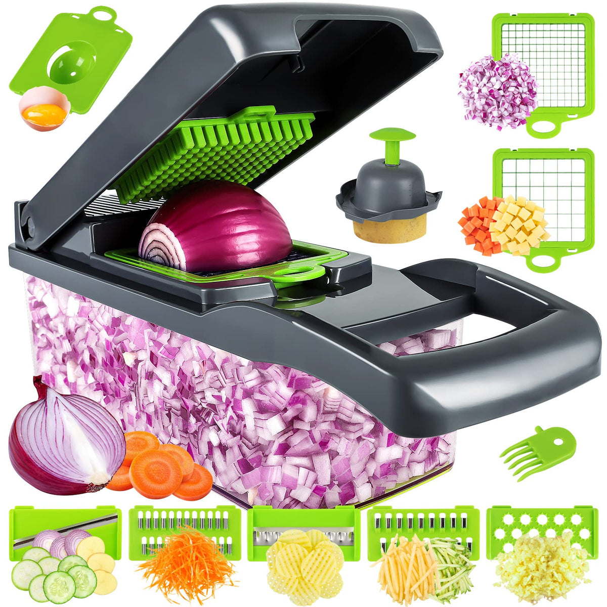 MAIPOR 13-in-1 vegetable chopper enables fast, versatile prep with multiple blades.