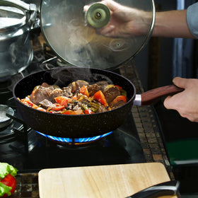MAISON ARTS tempered glass lids let you monitor simmering meals without heat loss.