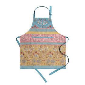 Maison d'Hermine apron with pocket and watercolor-patterned design for stylish cooking and gardening.