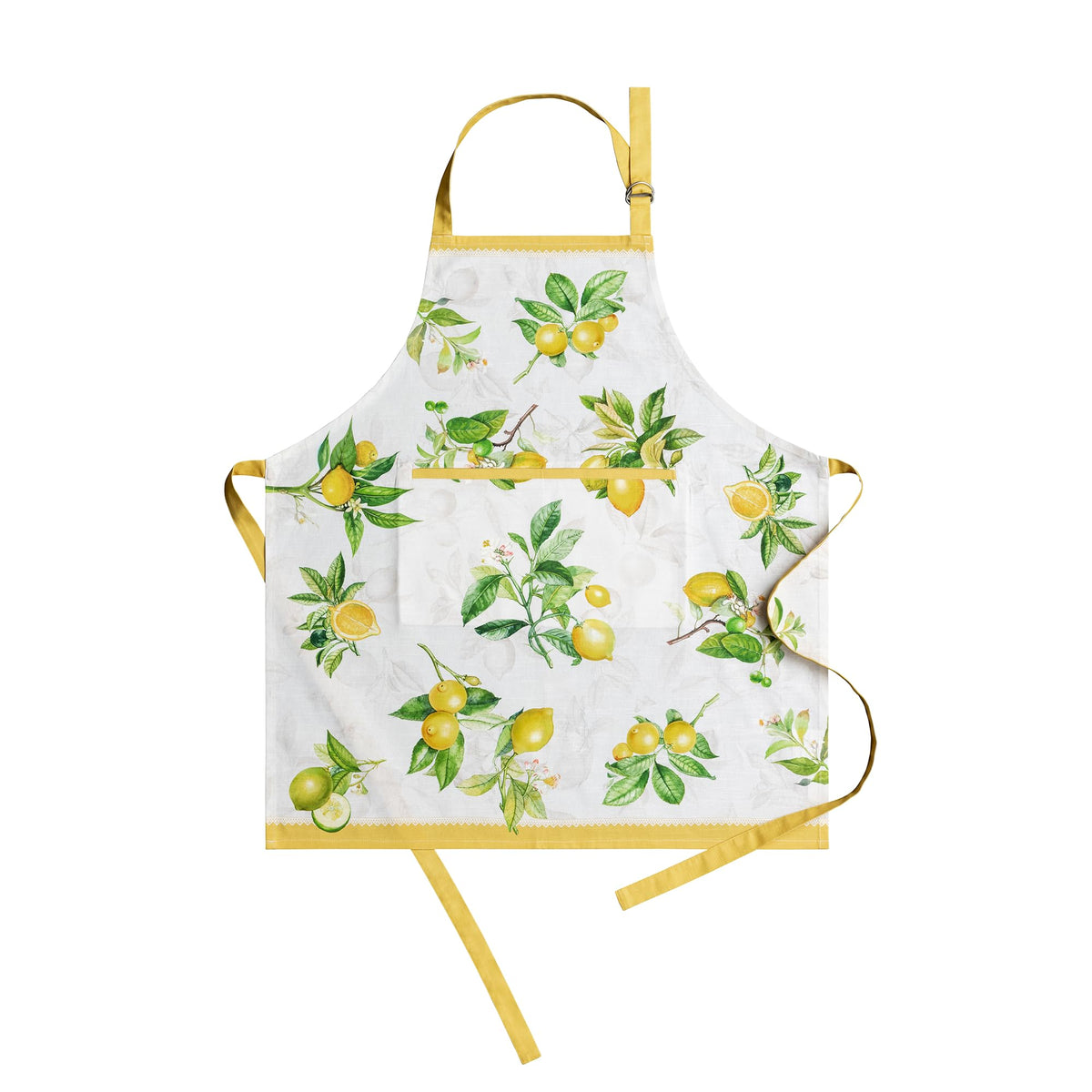 Maison d' Hermine Limoncello apron with pocket, convenient for storing recipes and phone.
