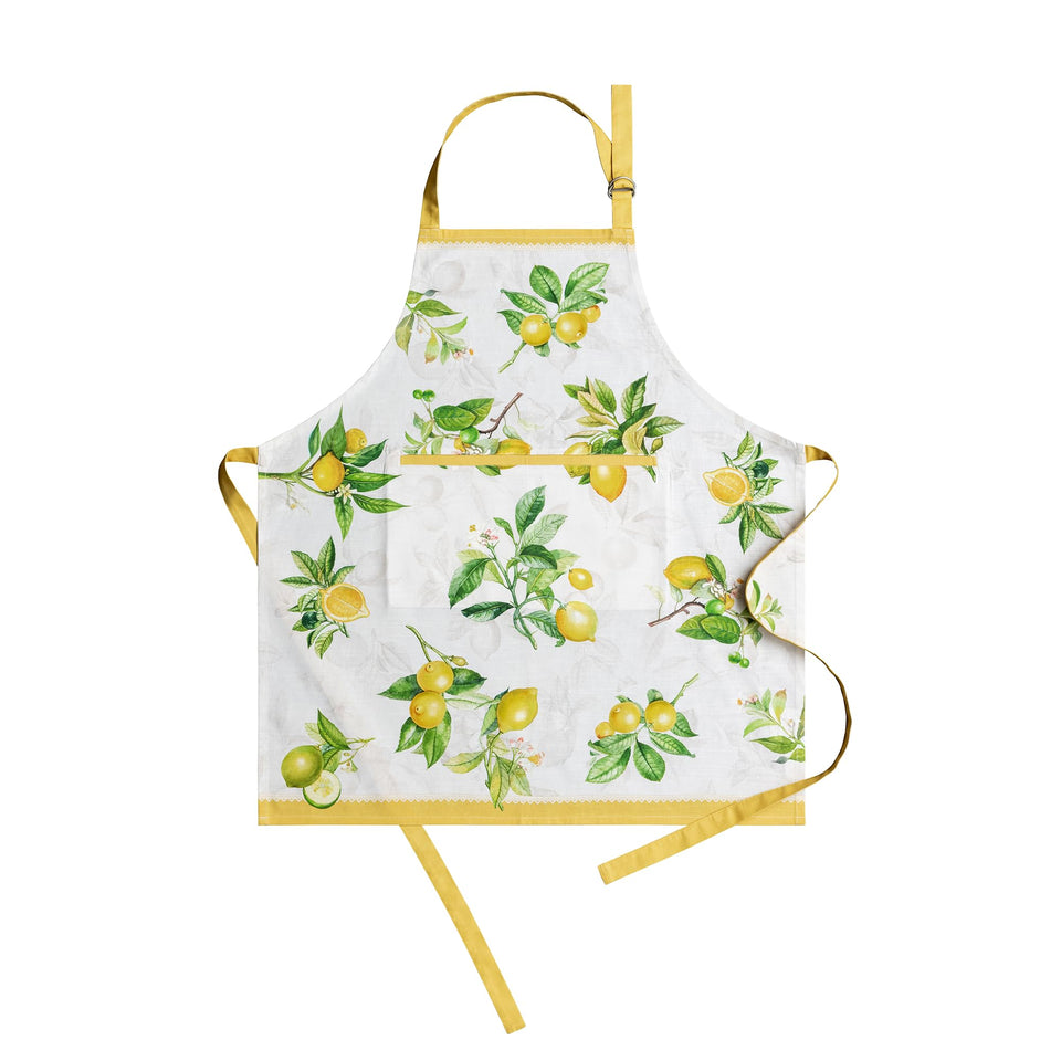 Maison d' Hermine Limoncello apron with pocket, convenient for storing recipes and phone.