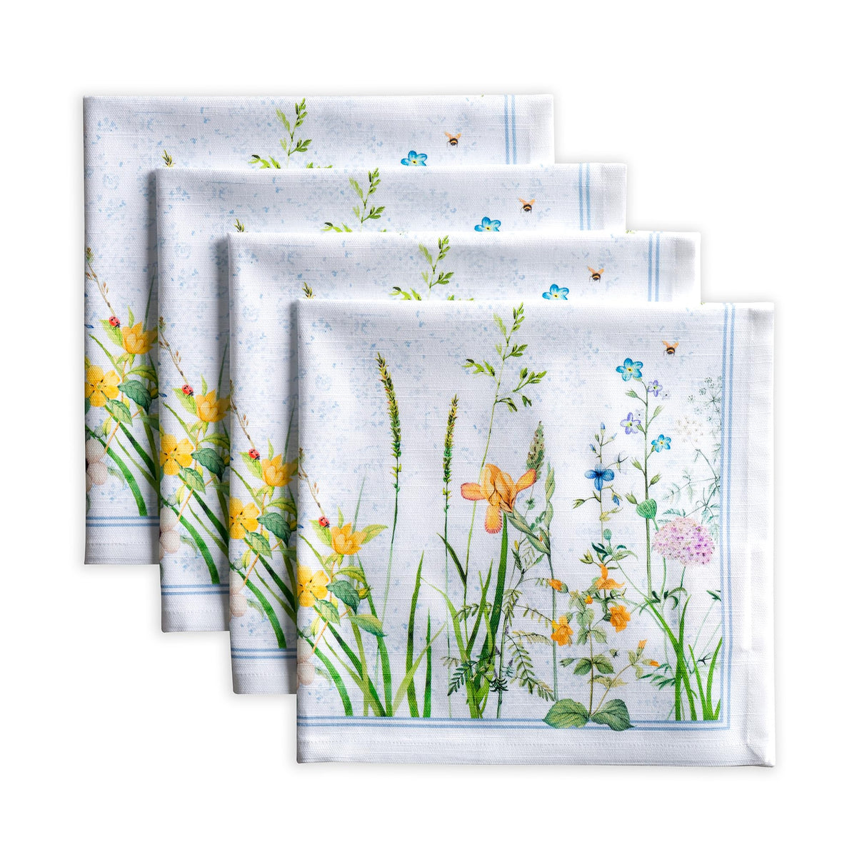 Maison d'Hermine napkins with Fleurs de Mai pattern for vibrant table decor