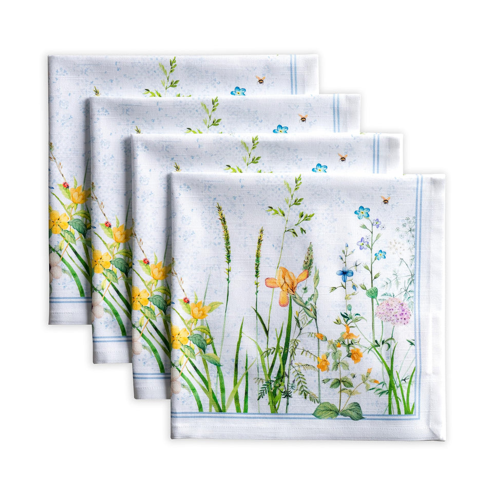 Maison d'Hermine napkins with Fleurs de Mai pattern for vibrant table decor