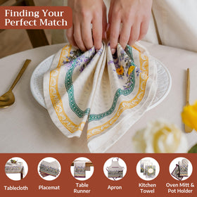 Maison d'Hermine 100% cotton napkins highlighting durability and soft hand feel.