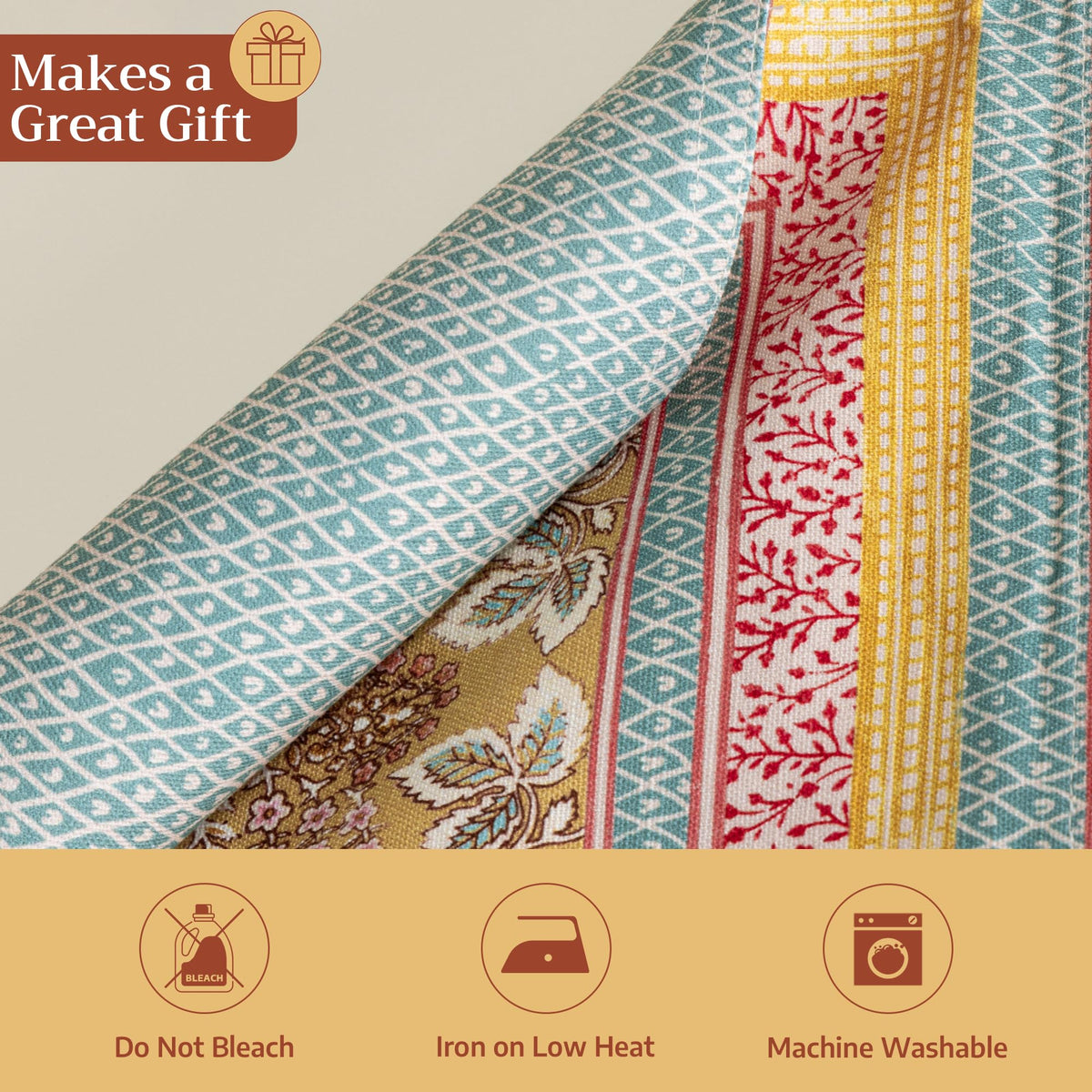 Maison d'Hermine placemats showing machine-washable feature