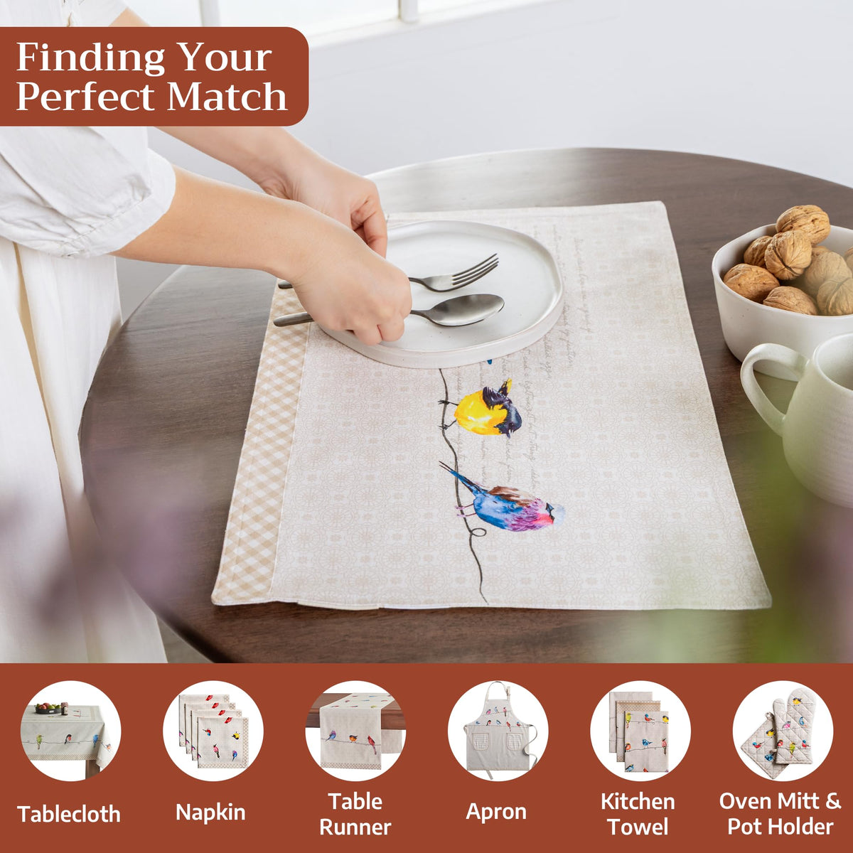 Maison d'Hermine placemats set layout on a dining table