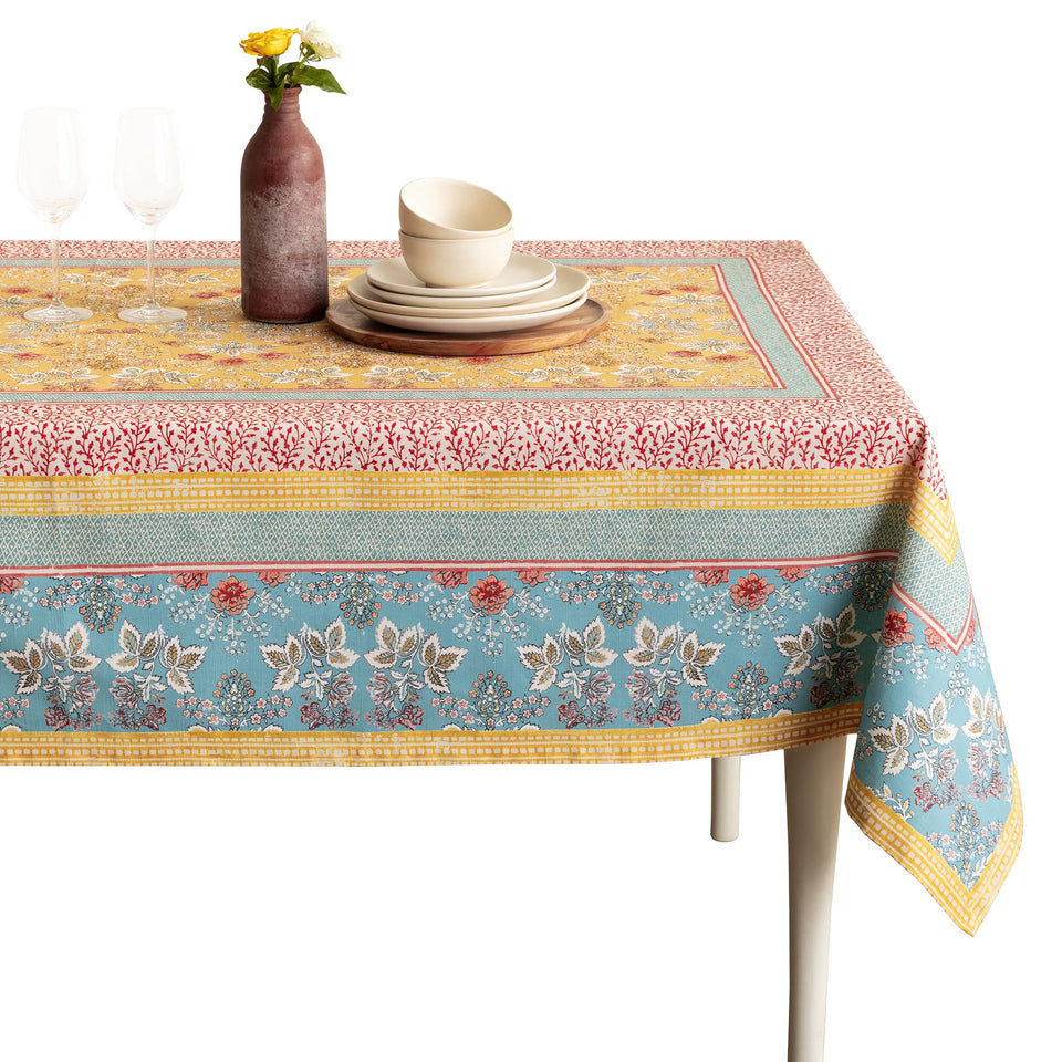 Maison d' Hermine table cloth on a dining setup for elegant family meals.