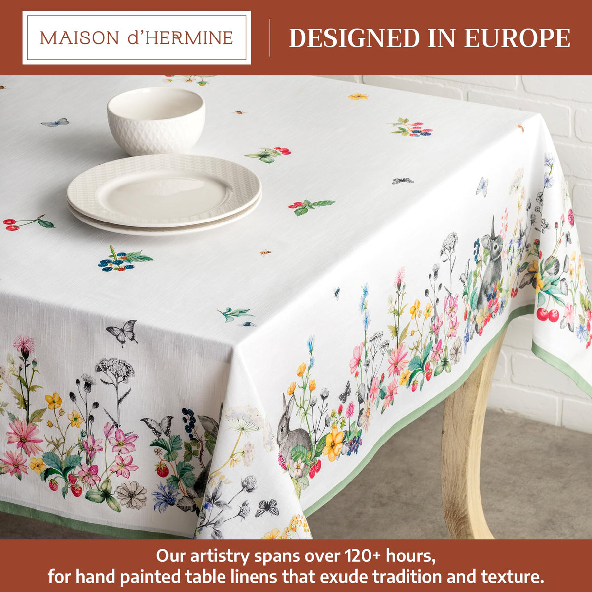 Maison d'Hermine tablecloth made from 100% cotton for soft, durable meals