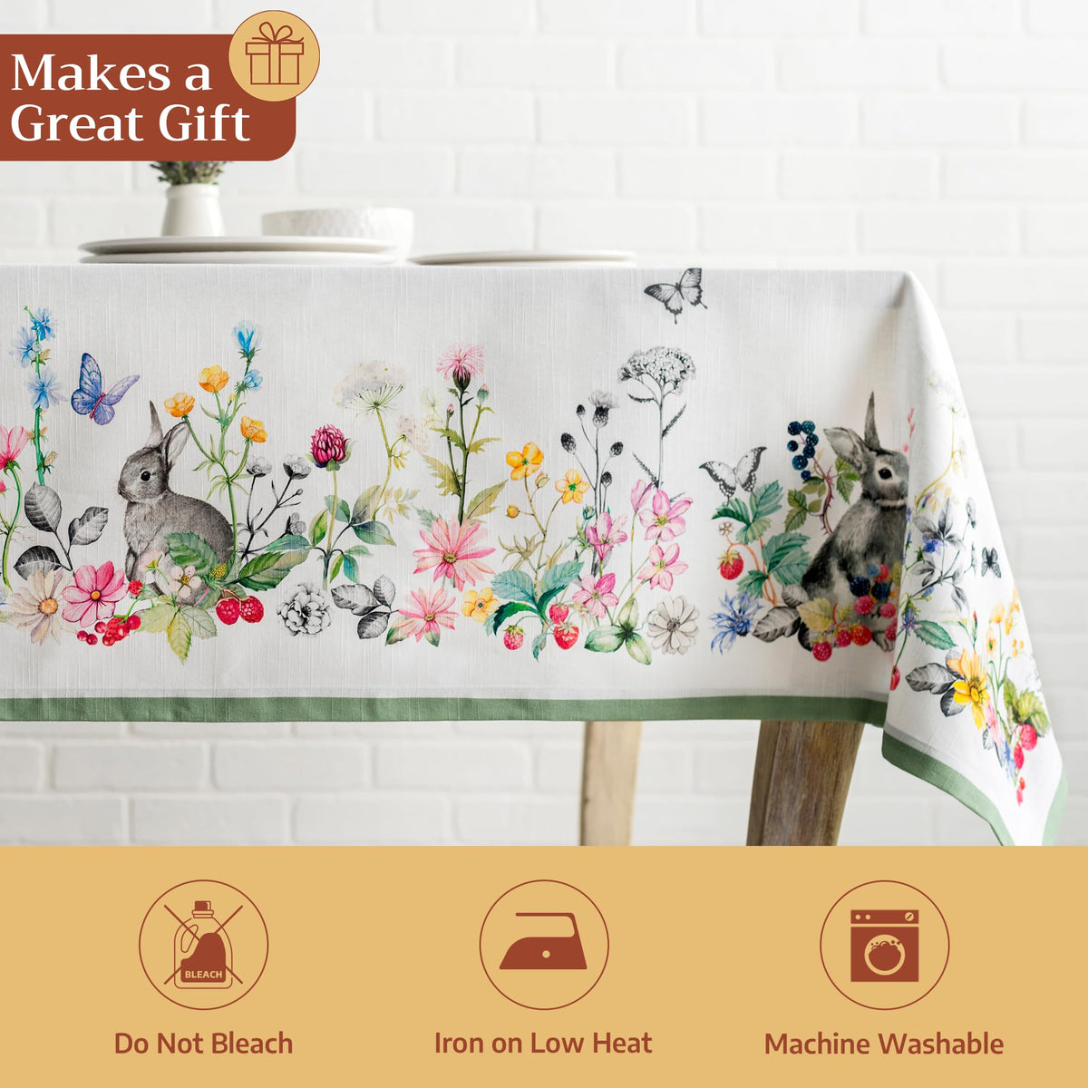 Maison d'Hermine tablecloth enhances a dining room setup with versatile appeal