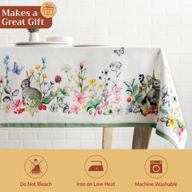Maison d'Hermine tablecloth enhances a dining room setup with versatile appeal