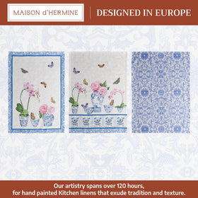 Maison d' Hermine watercolor-motif towels – elegant design for decor and practical dish drying.