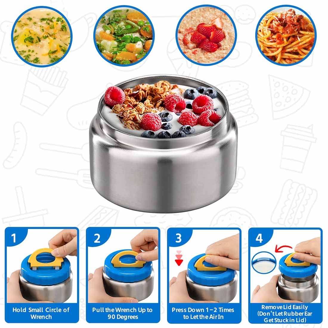 MAISON HUIS silicone gasket ensures a secure seal for pasta, soups and smoothies.