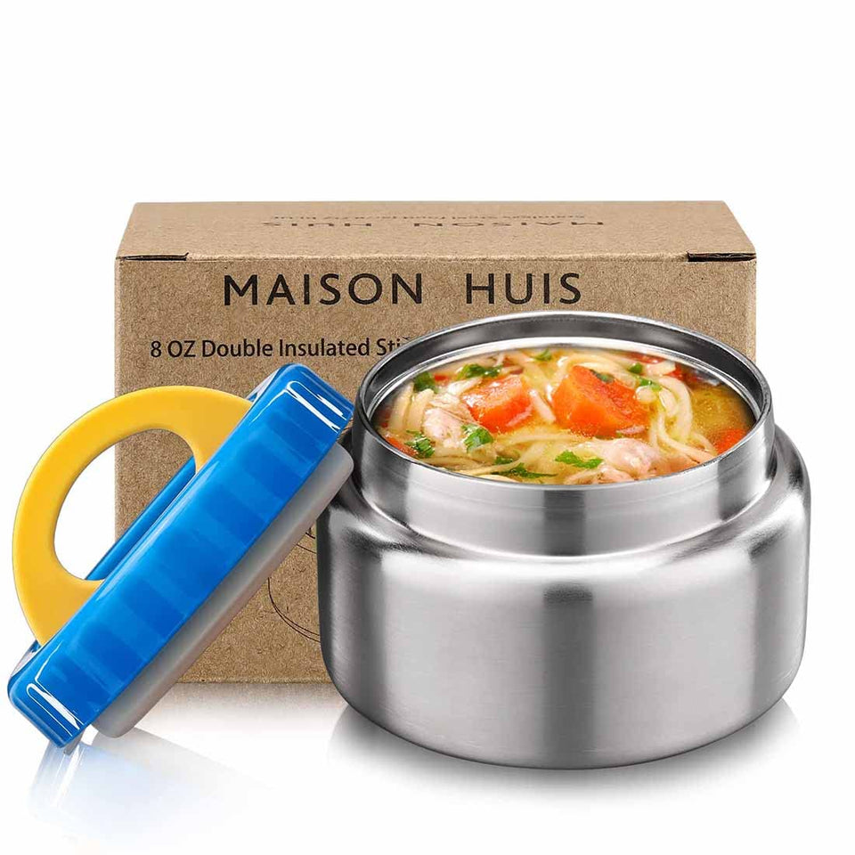 MAISON HUIS 8oz soup thermo with wide mouth keeps hot or cold for school lunches.
