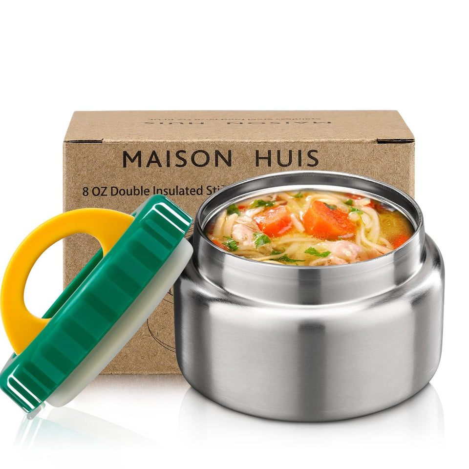MAISON HUIS 8oz soup thermo wide-mouth lid, easy-open for kids' lunches