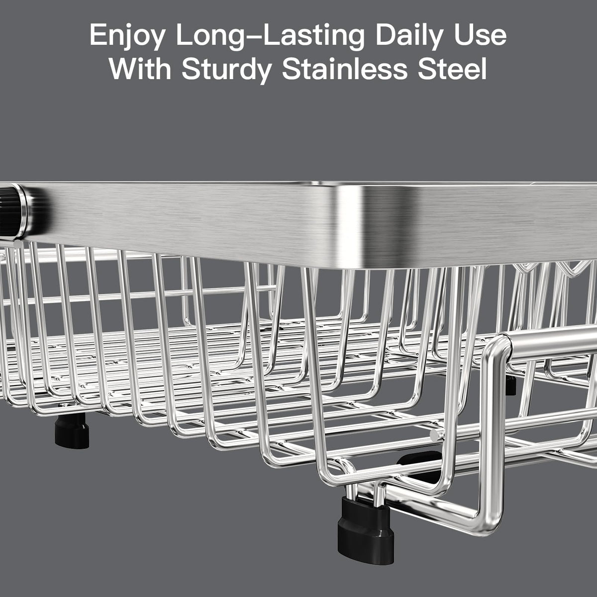 MAJALiS anti-slip grip keeps the rack secure on wet sink edges.