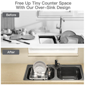 MAJALiS open-wire rack drains directly into sink for faster air drying.