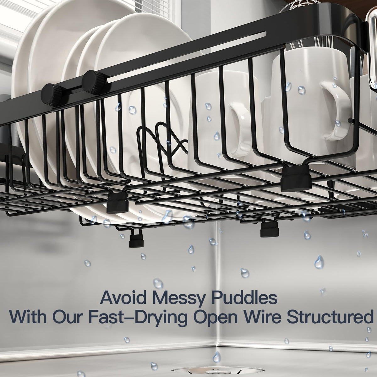 MAJALiS dish rack with anti-slip grip stays secure during use