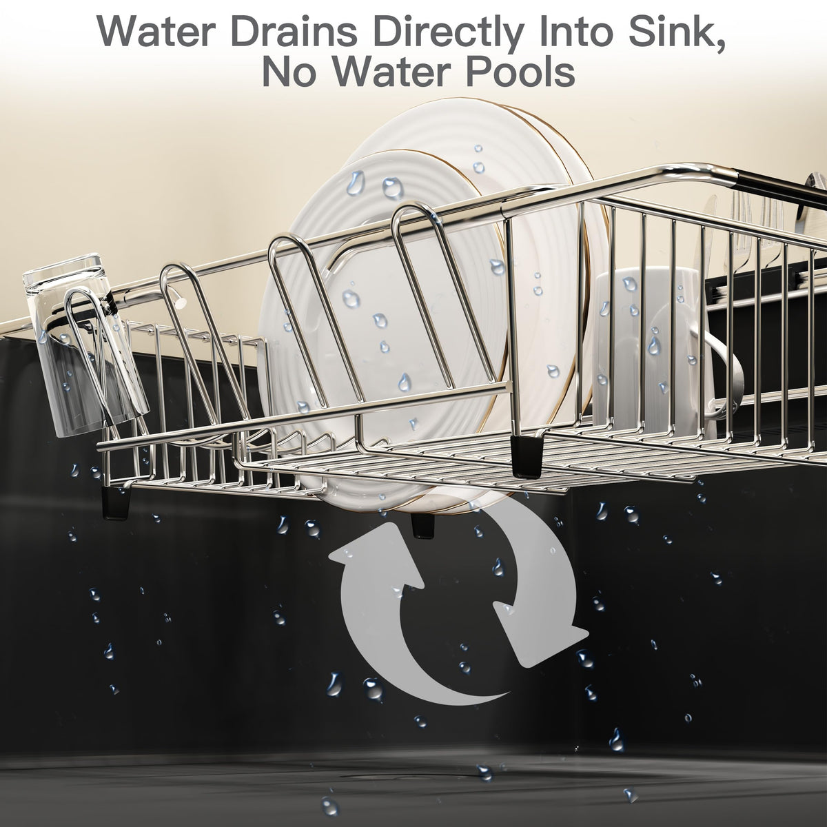 MAJALiS nonslip dish drainer with silicone sleeves protects sink surfaces.